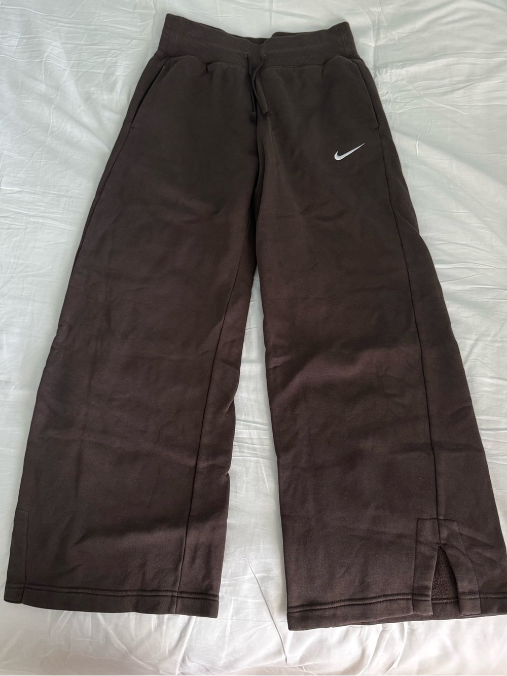 Nike Dark Brown Track Pants with White Swoosh
